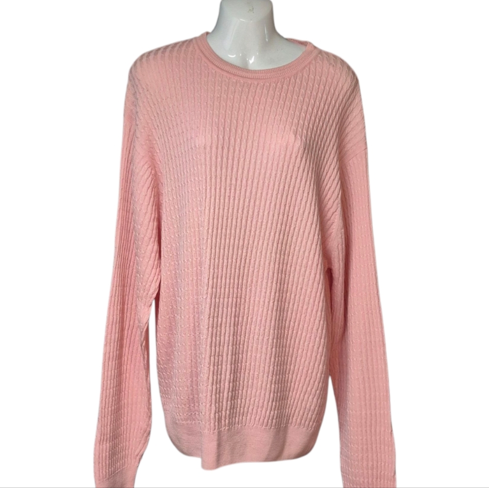 Alex Cannon Sweater Women's Large Crew Neck Cotton Pink Collegiate